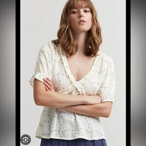 Atelier Reve French Brand Light Floral Ruffle Chic Blouse Top Size EU 38